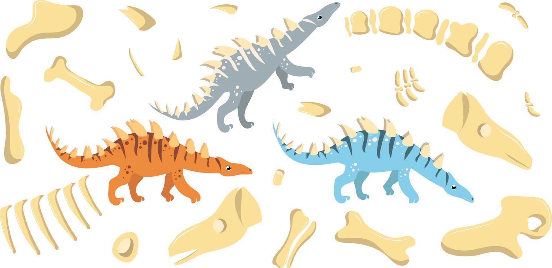 dinosaur moves in different poses vector