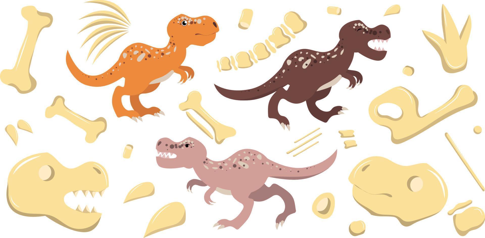 depredador de dinosaurios se mueve en diferentes poses vector