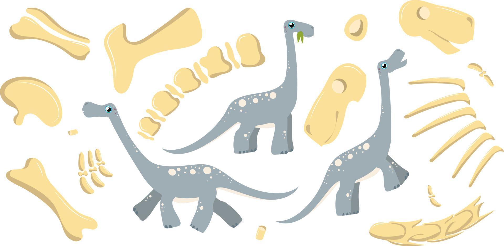 dinosaurio herbívoro se mueve en diferentes poses vector