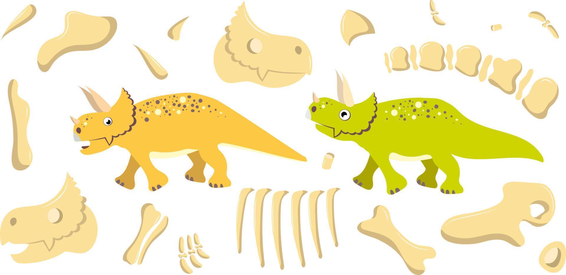 dinosaurio herbívoro se mueve en diferentes poses vector