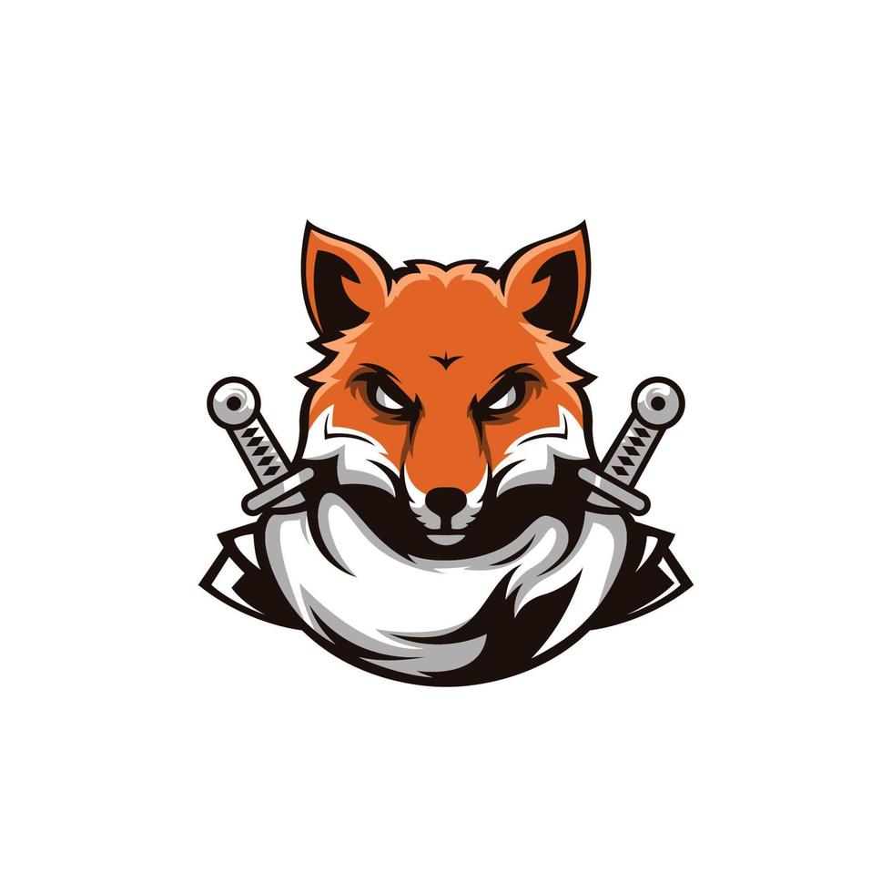 sport logo design illustration of a fox carrying a sword. vector