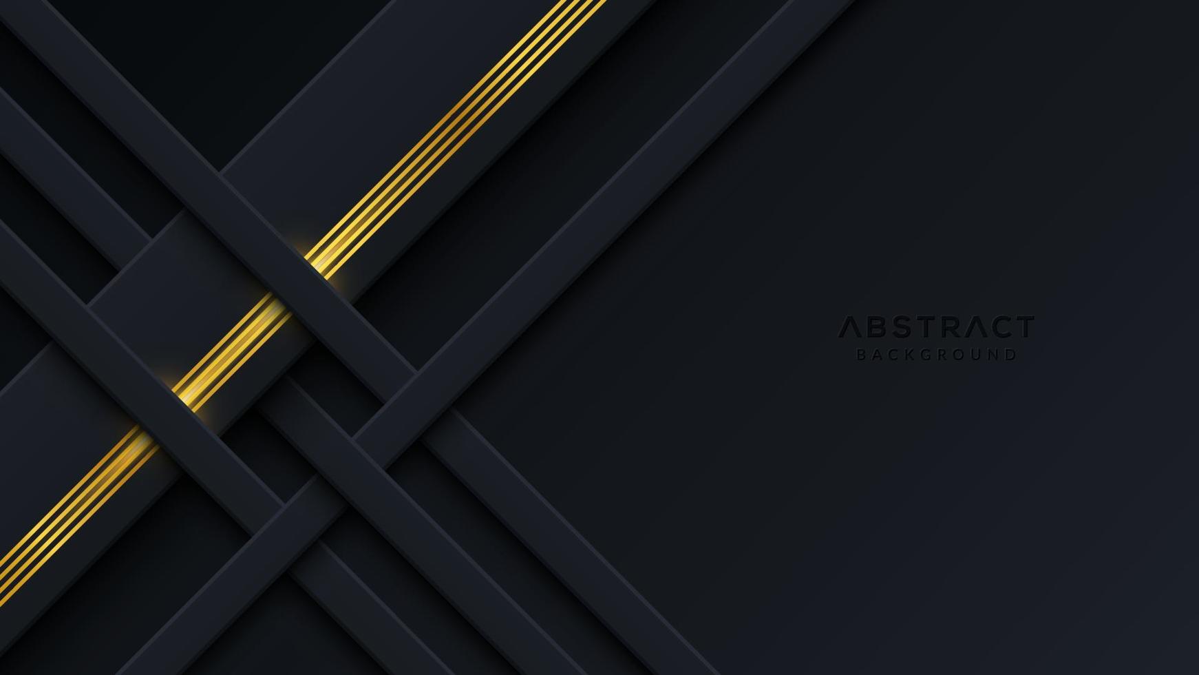 Modern Abstract Dark Background with Gold Line Composition vector