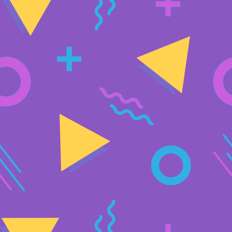 Memphis Style Seamless Pattern, Vector Wallpaper, Background