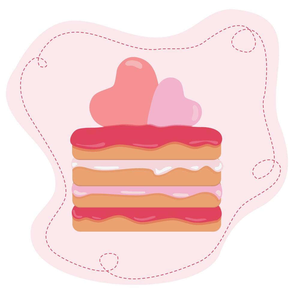 Naked Cake with Pink Icing and Hearts vector