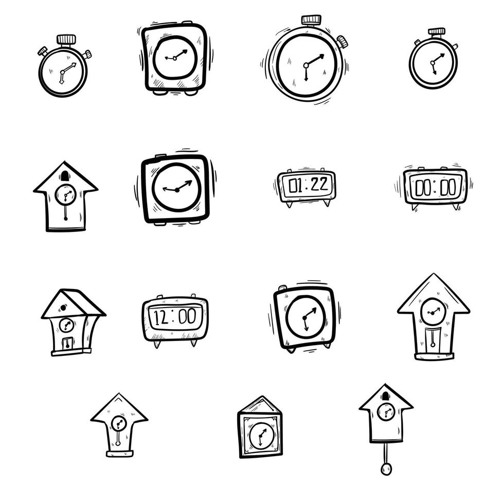 arte del doodle de la pared del reloj vector