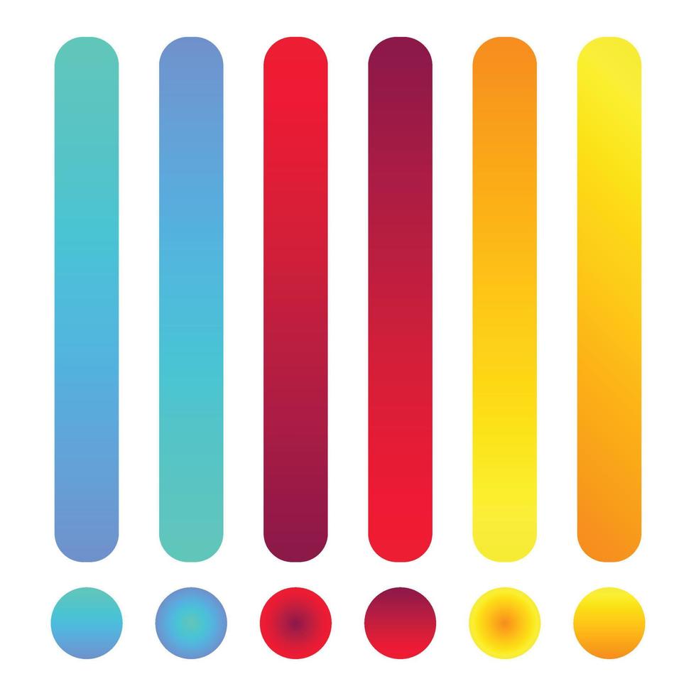 Beautiful gradient collection. multicolor green purple yellow orange pink cyan circle gradients, colorful soft round buttons vector set Premium Vector
