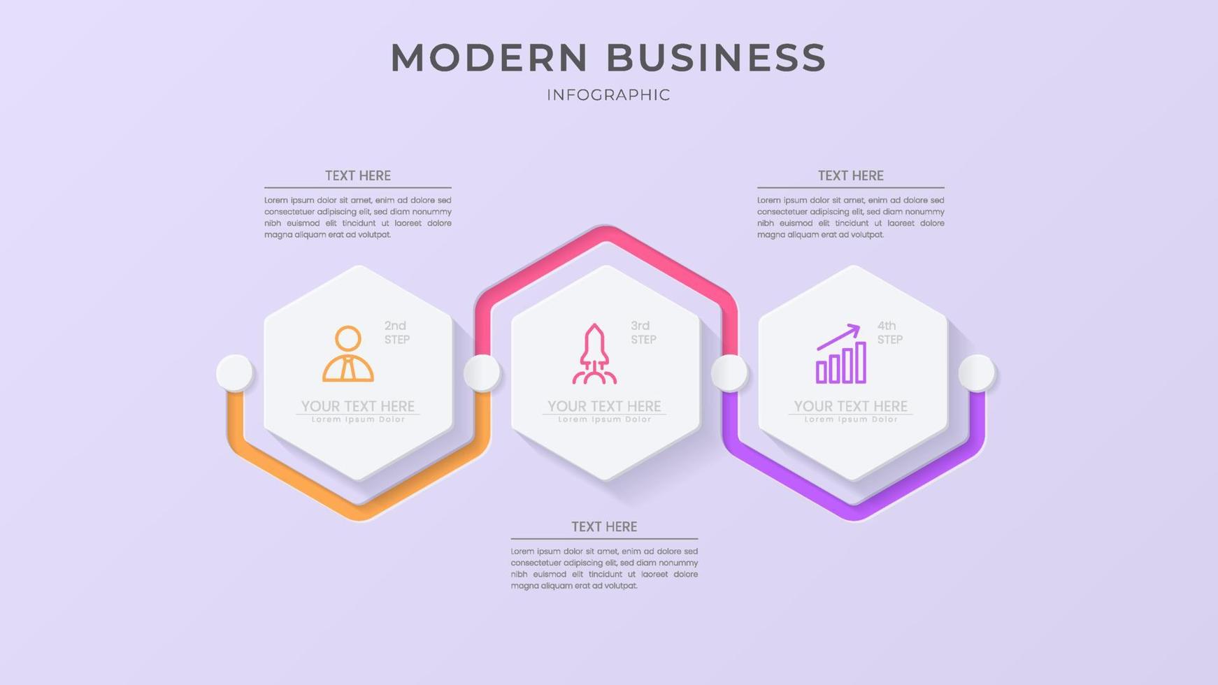 plantilla de vector de infografía 3d minimalista con pasos para el éxito. presentación con iconos de elementos de línea. el diseño de concepto de negocio se puede utilizar para diseño web, folleto, diagrama, gráfico o banner