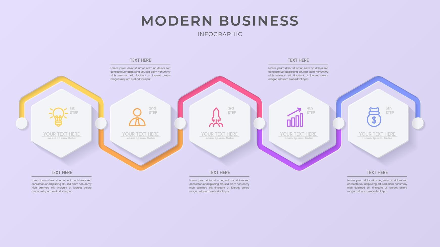 plantilla de vector de infografía 3d minimalista con pasos para el éxito. presentación con iconos de elementos de línea. el diseño de concepto de negocio se puede utilizar para diseño web, folleto, diagrama, gráfico o banner