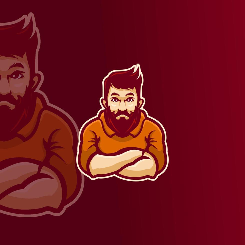 Man beard mascot modern logo template vector