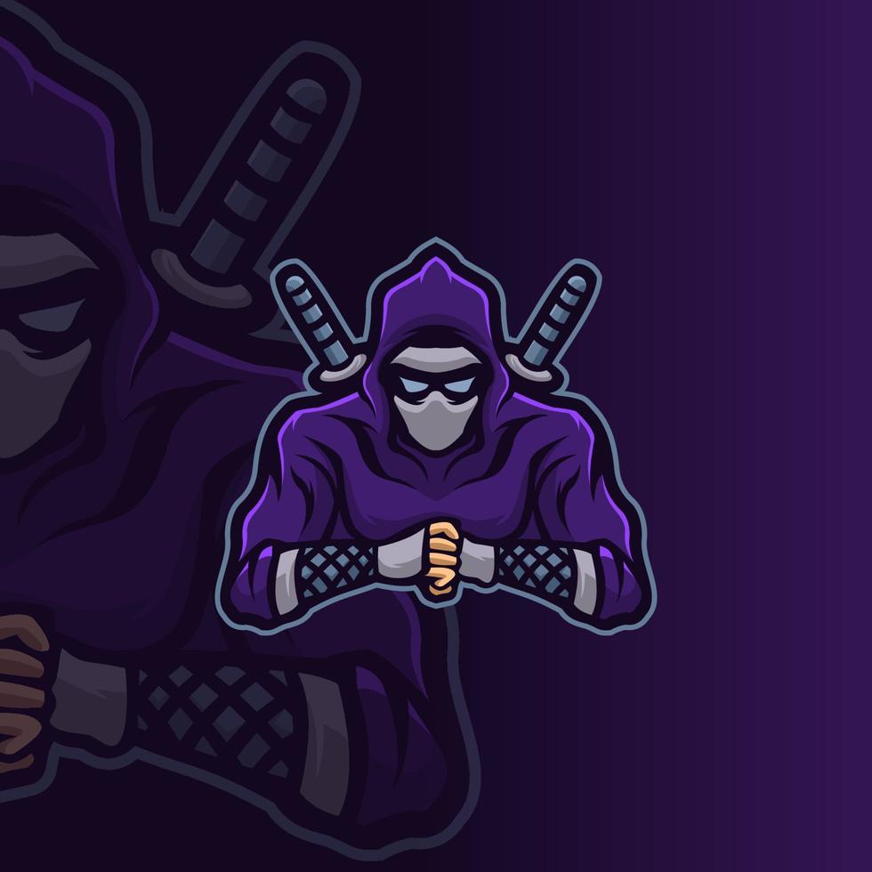 Ninja head mascot modern logo template vector