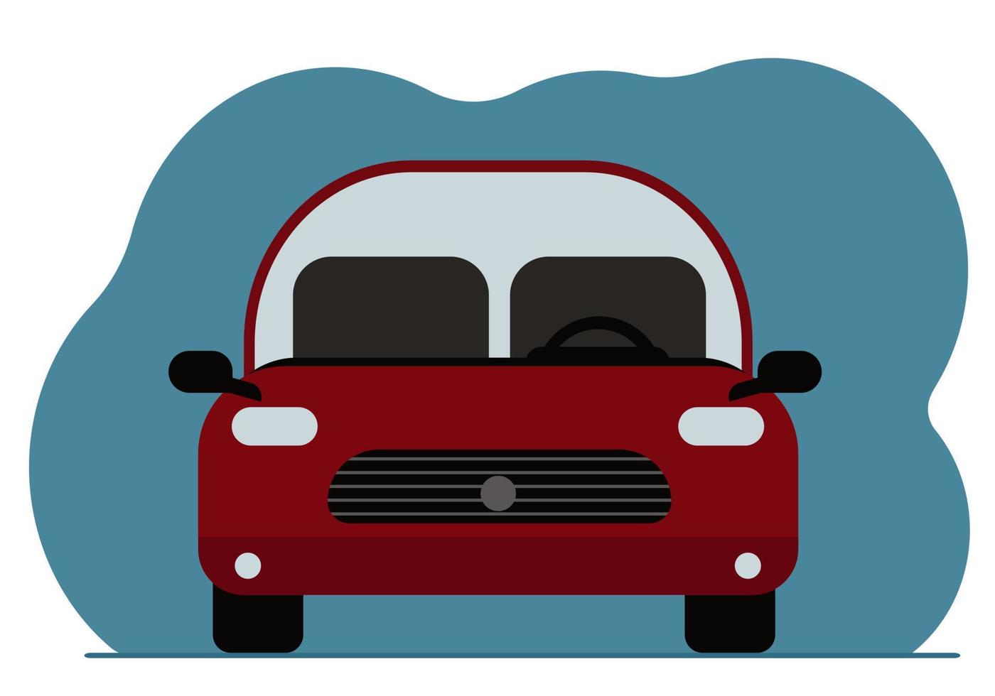 sedán de coche rojo, vista frontal. ilustración plana vectorial vector