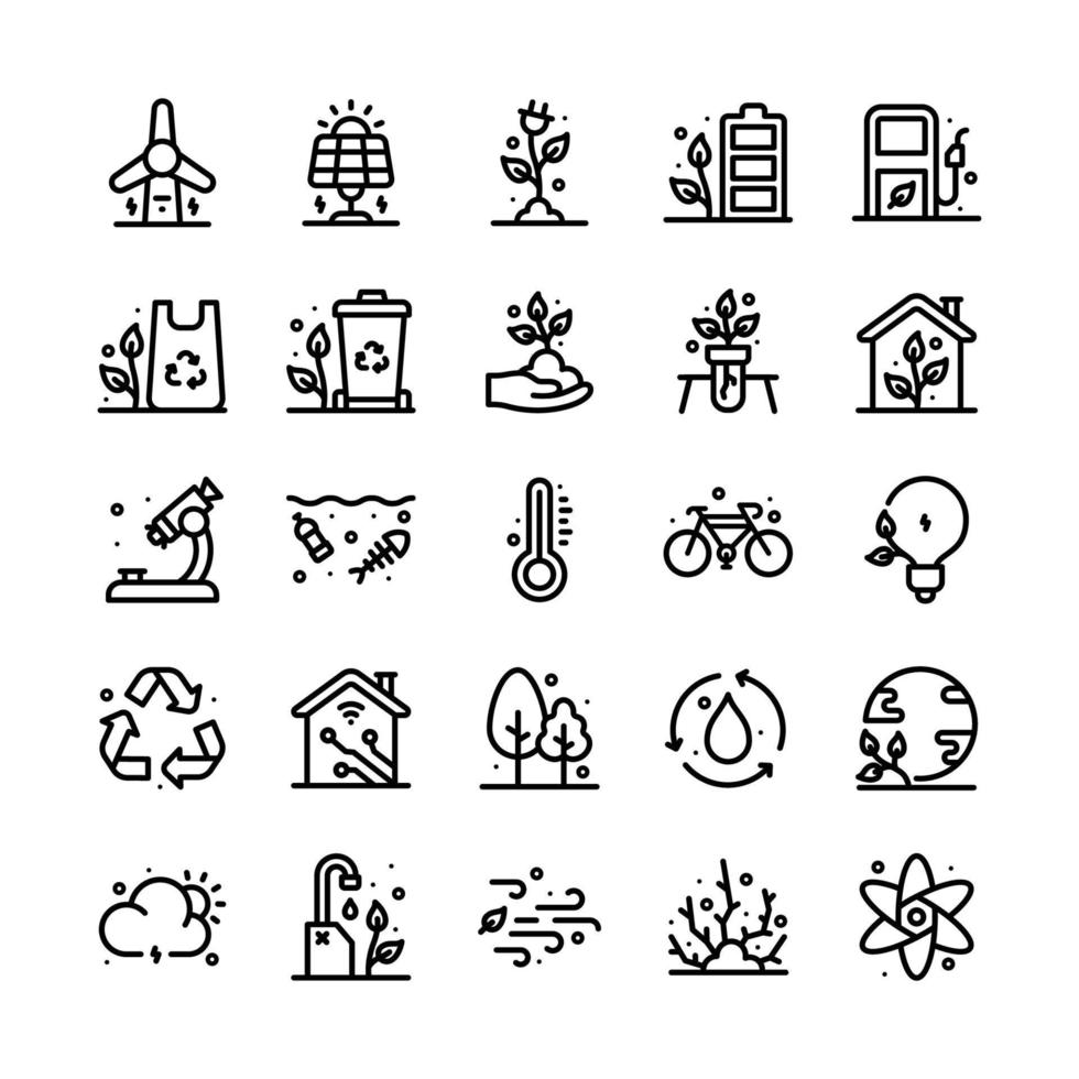 Ecology outline icon set, vector, eco, ecology and environment, vector