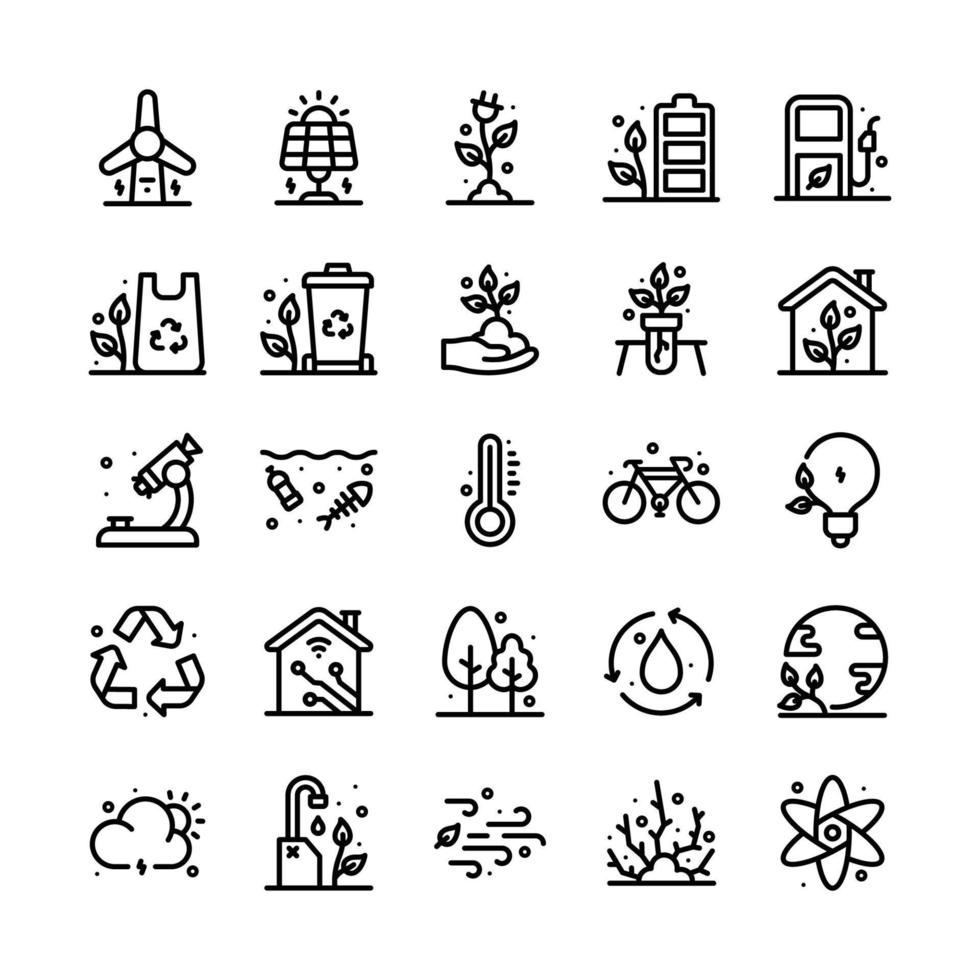 Ecology outline icon set, vector, eco, ecology and environment, vector