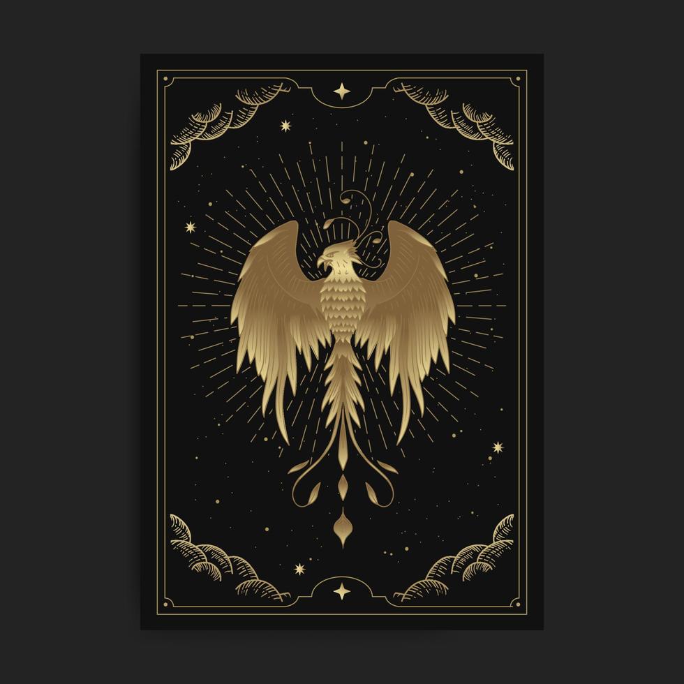 Golden phoenix bird vector