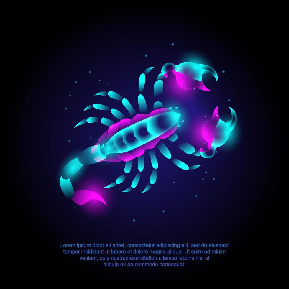 vector de logotipo moderno de escorpión animal con colores vibrantes de neón, abstracto
