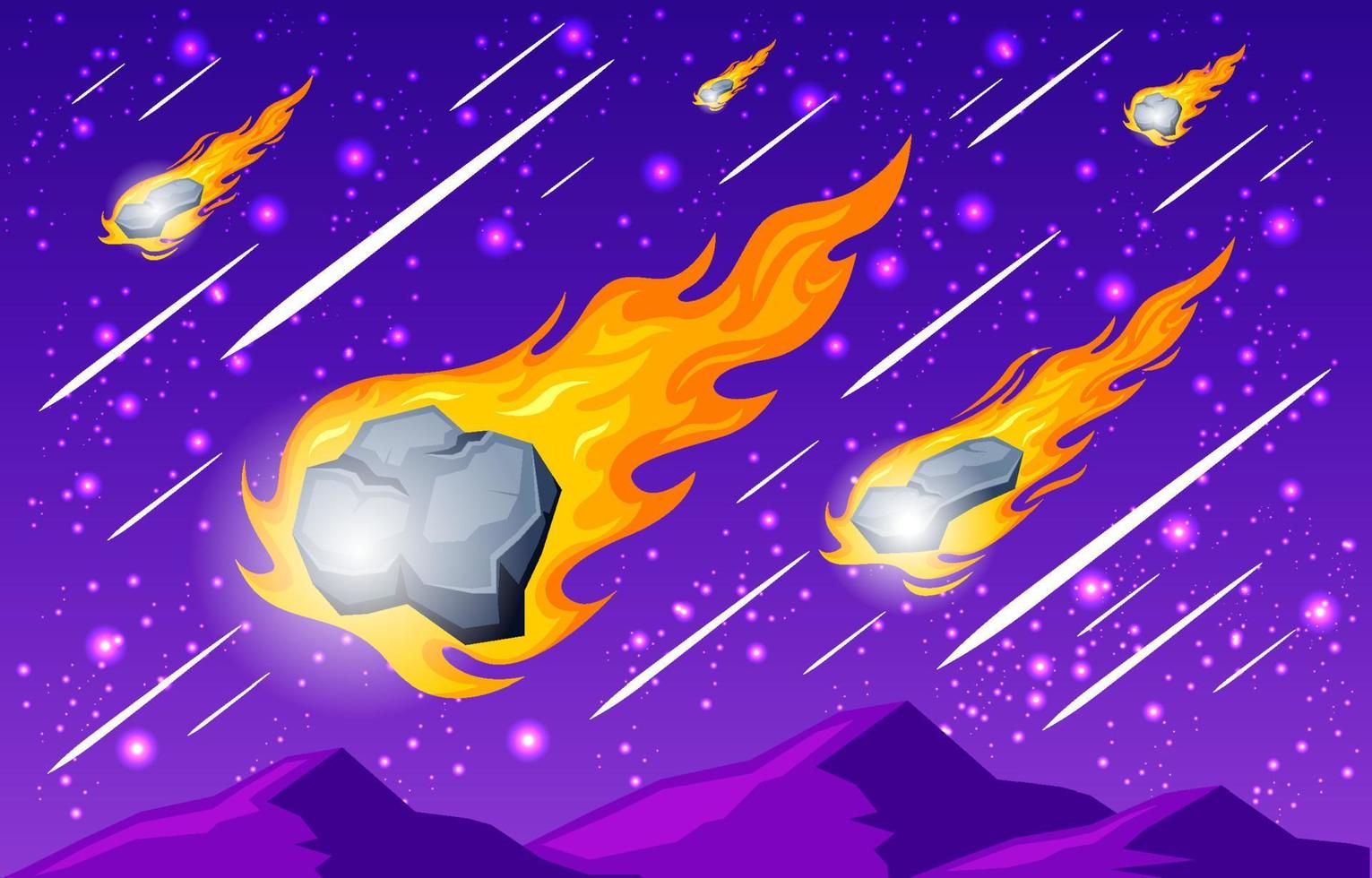 fondo de lluvia de meteoritos vector