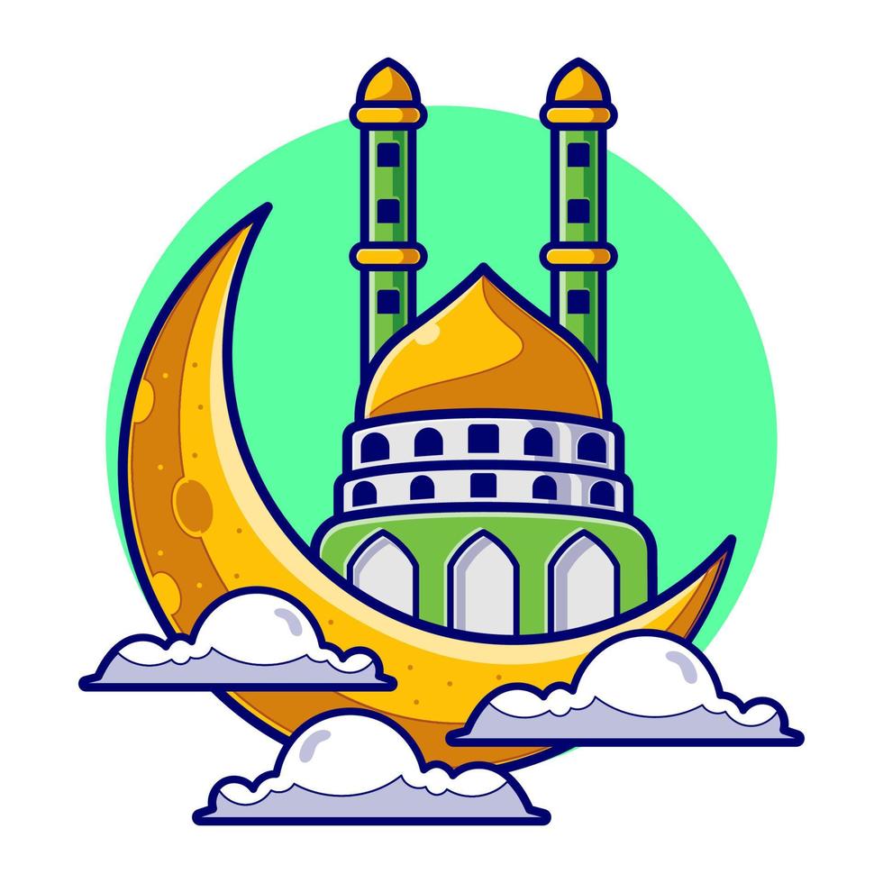 Happy Eid Mubarak Illustration. Ramadan Kareem Greeting Card Concept vector