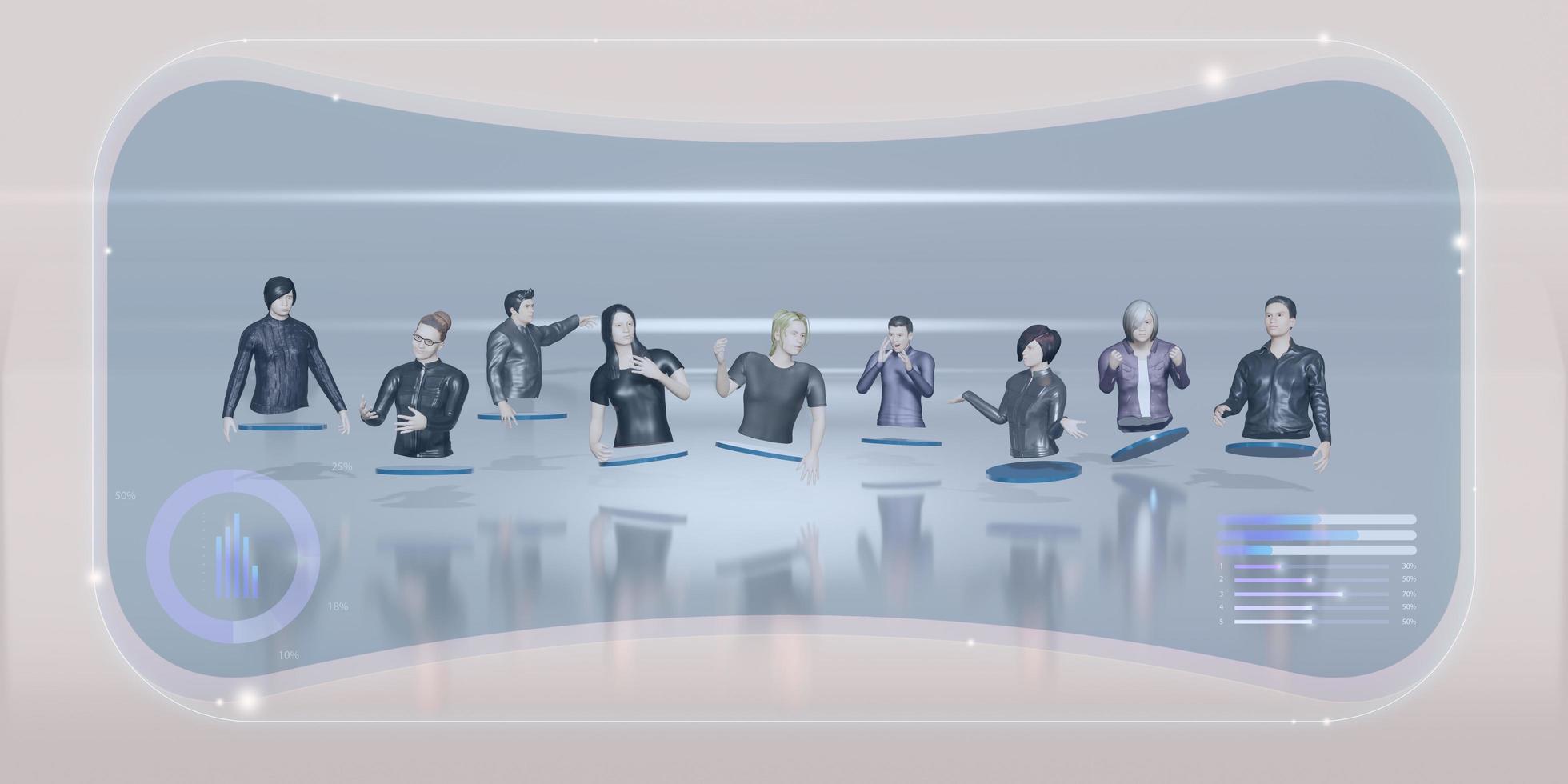 VR Glasses Metaverse Social Networks Avatars user interface People and Activities Social Connect Metaverse 3D Illustrations photo