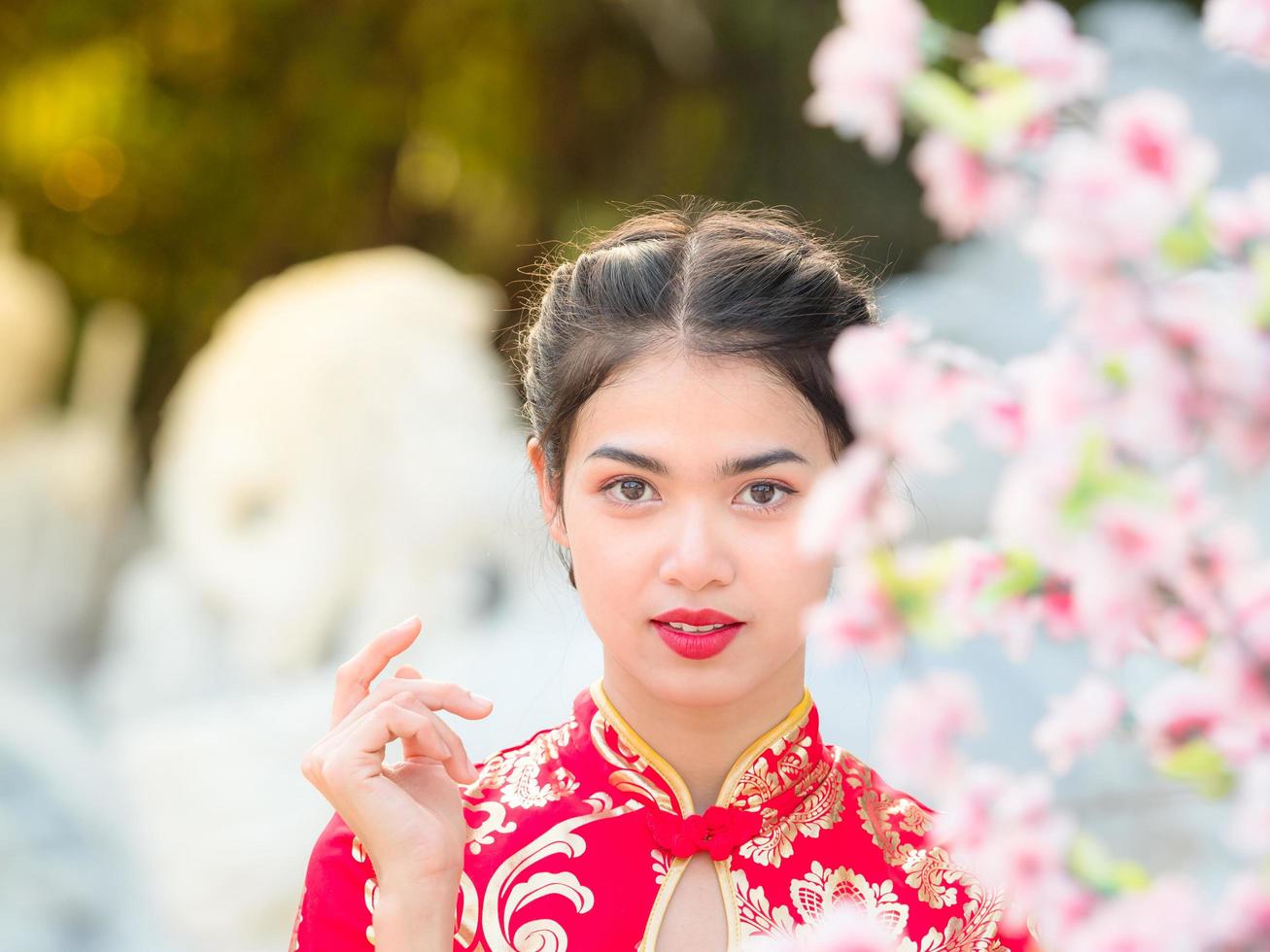 Asian beautiful women photographed in Chinese national costumes photo