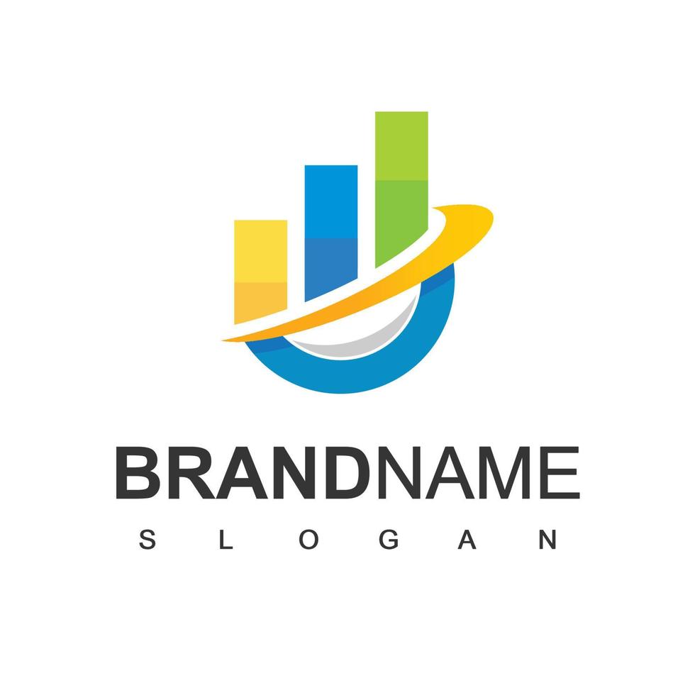 plantilla de diseño de logotipo empresarial con barras y gráfico vector