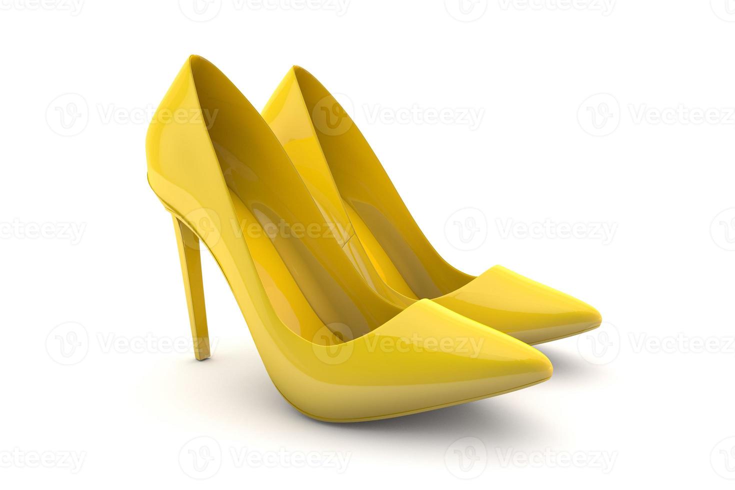 Elegant high heels. Yellow shoes for women. 3d render photo