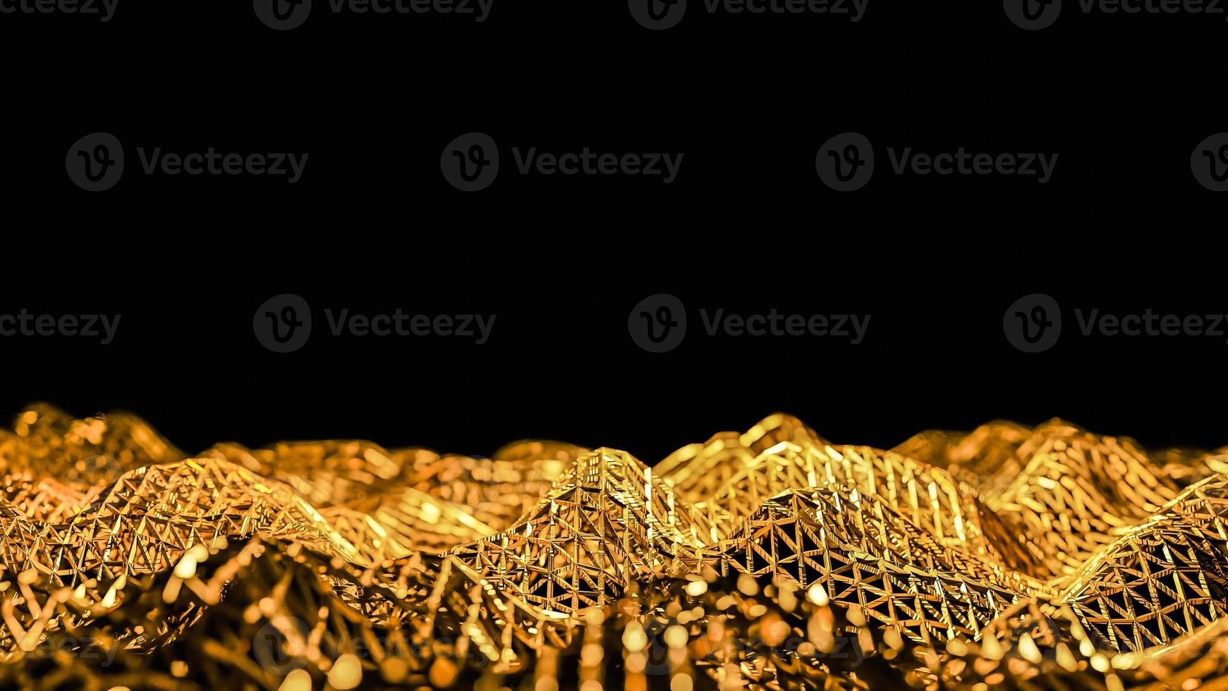 Abstract shinny golden wire net wave background for product presentation and brand luxury style. ,3D model and illustration. photo