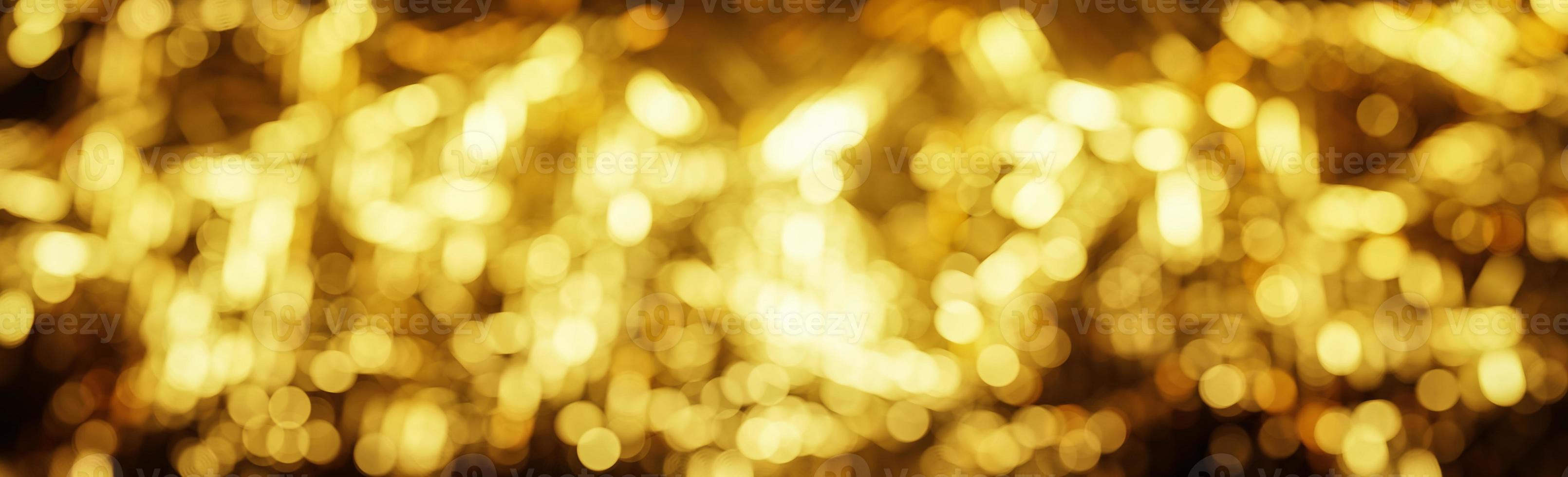 Golden bokeh shiny light sparkle glitter on black background. ,3D model and illustration. photo