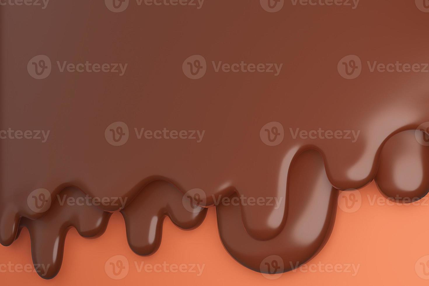 Melted milk brown chocolate flow down.,3d model and illustration. photo