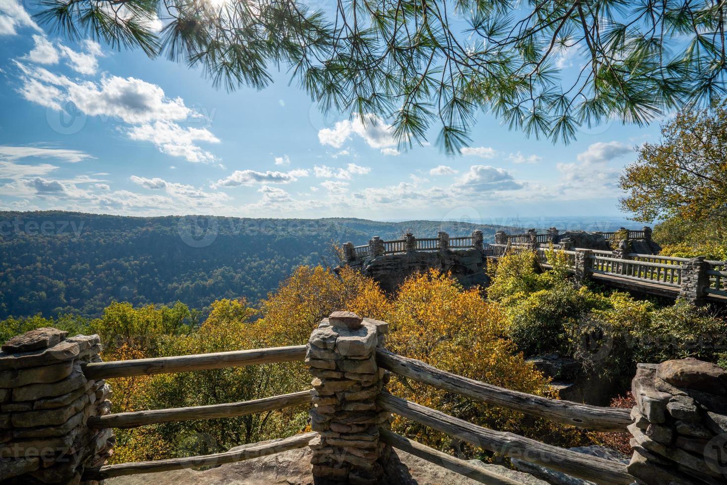 Coopers Rock state park overlook over the Cheat River in West Virginia with fall colors photo