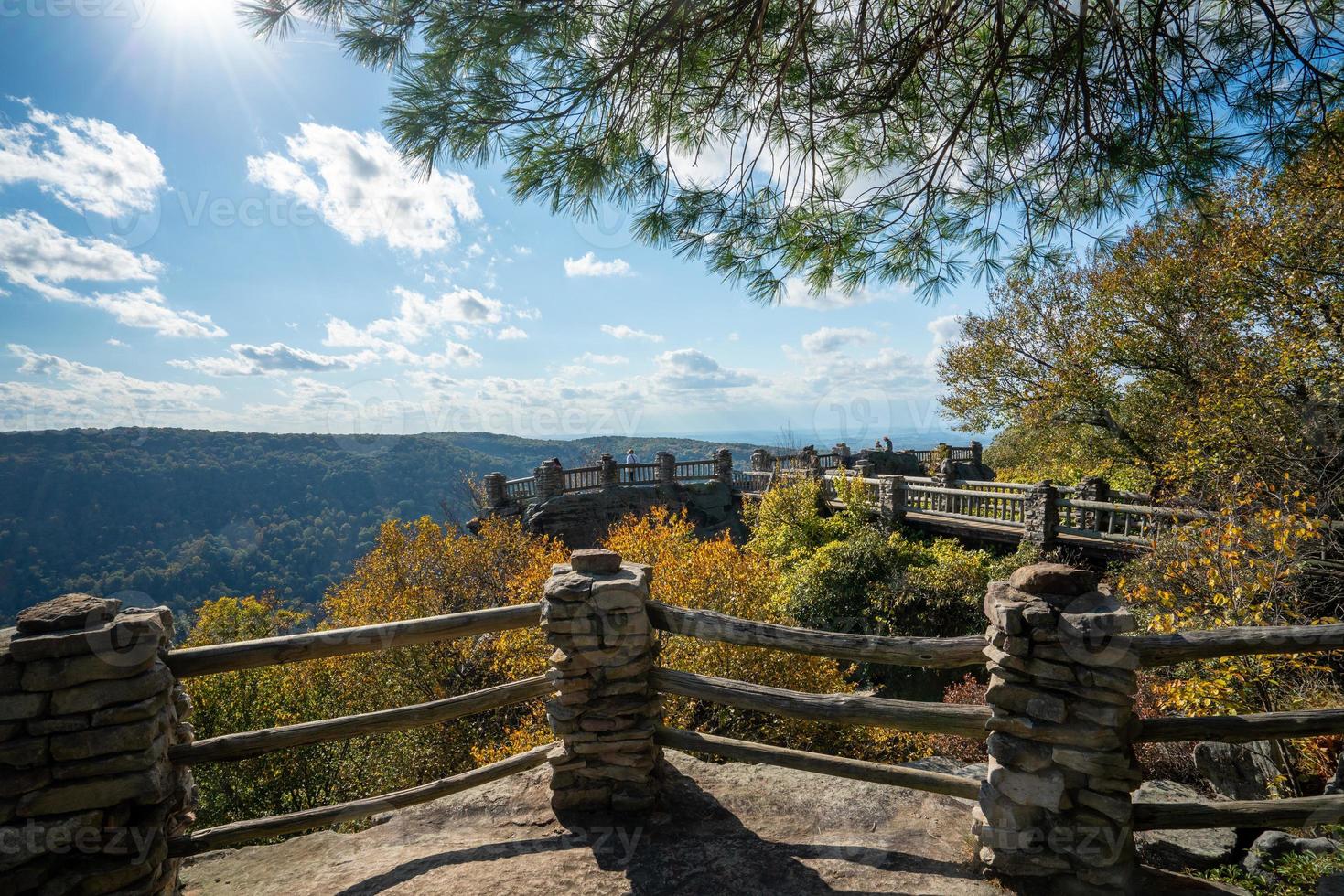 Coopers Rock state park overlook over the Cheat River in West Virginia with fall colors photo