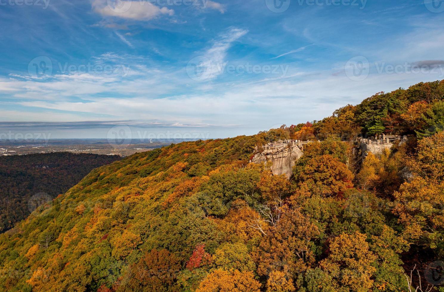 Coopers Rock state park overlook over the Cheat River in West Virginia with fall colors photo