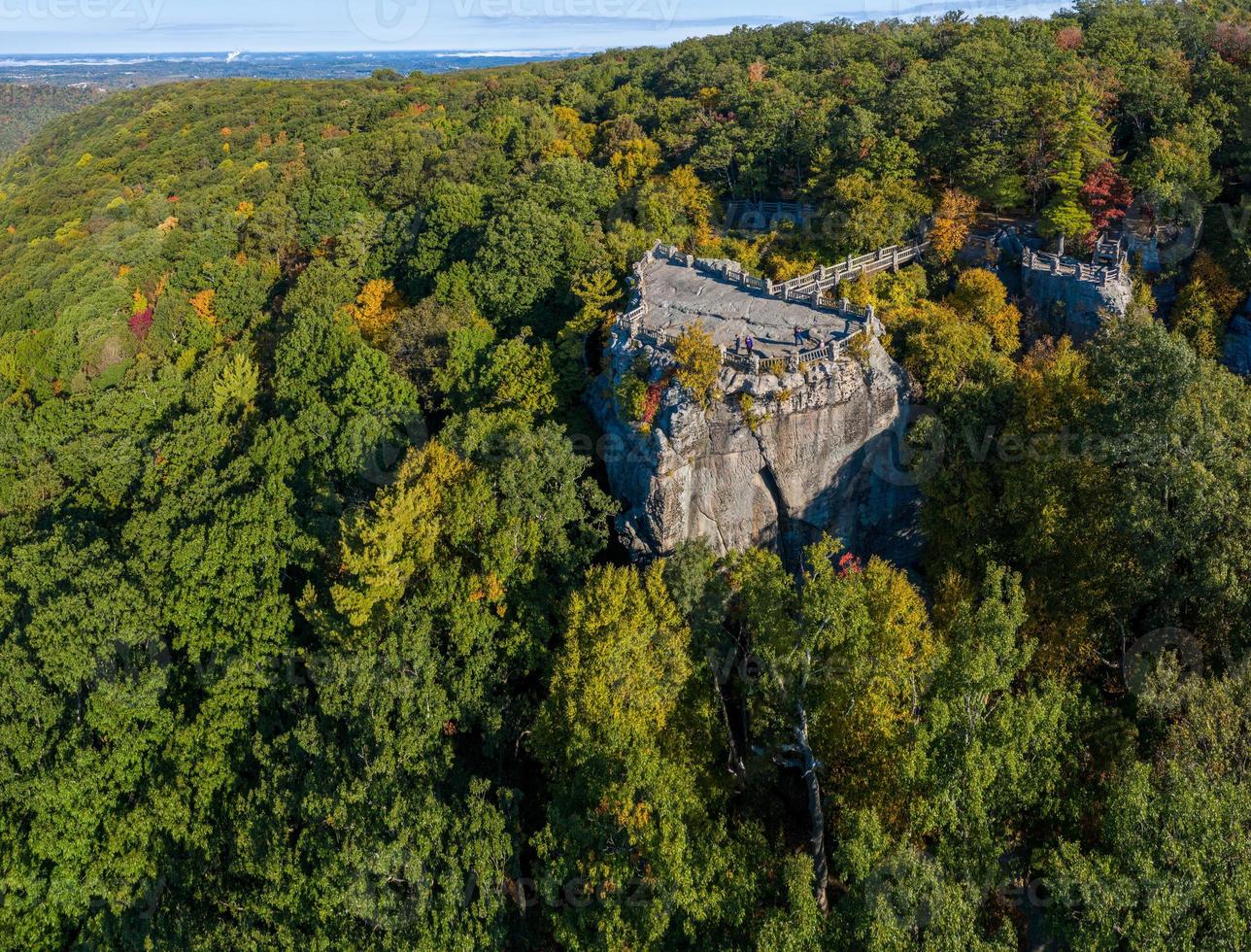 Coopers Rock state park overlook over the Cheat River in West Virginia with fall colors photo