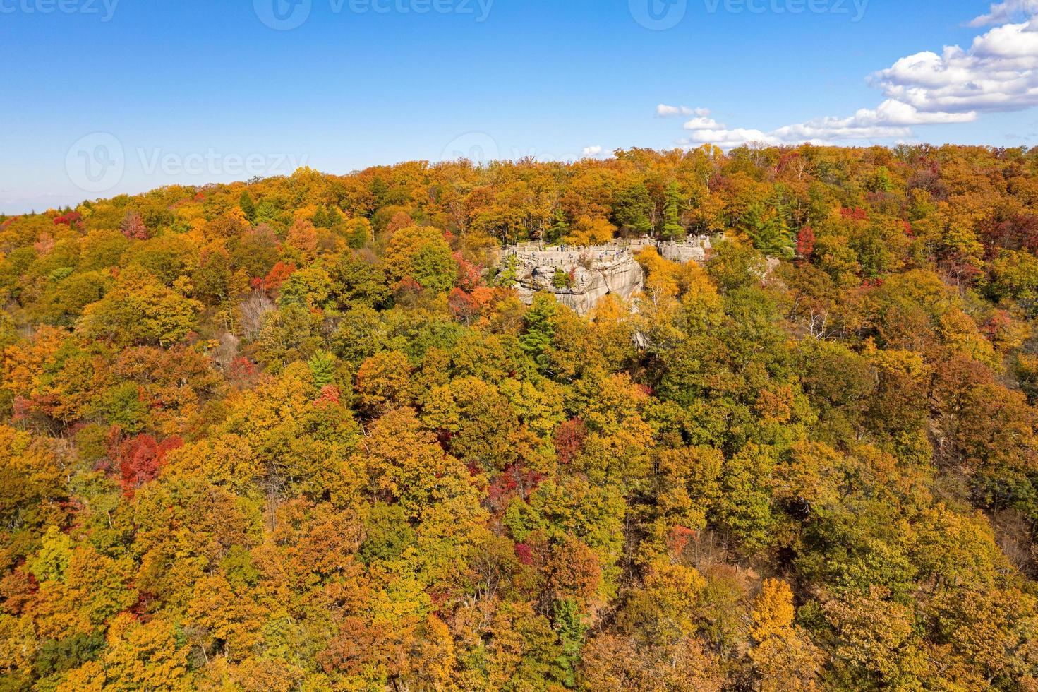 Coopers Rock state park overlook over the Cheat River in West Virginia with fall colors photo