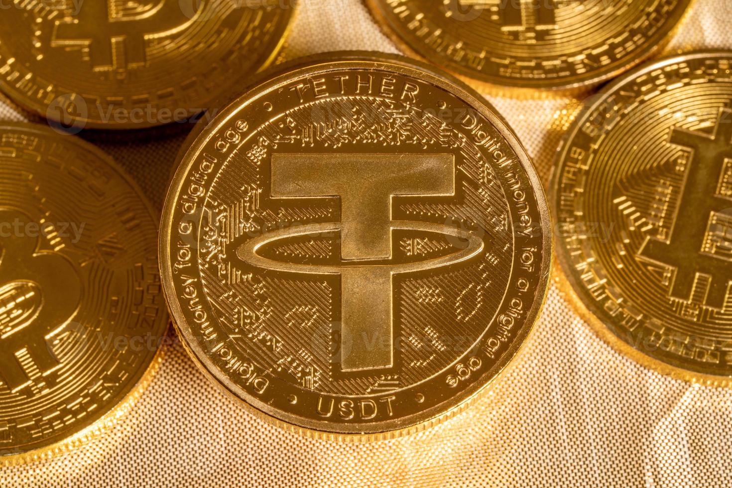 Tether coin concept used as a way of trading in Bitcoin and other alt coins photo