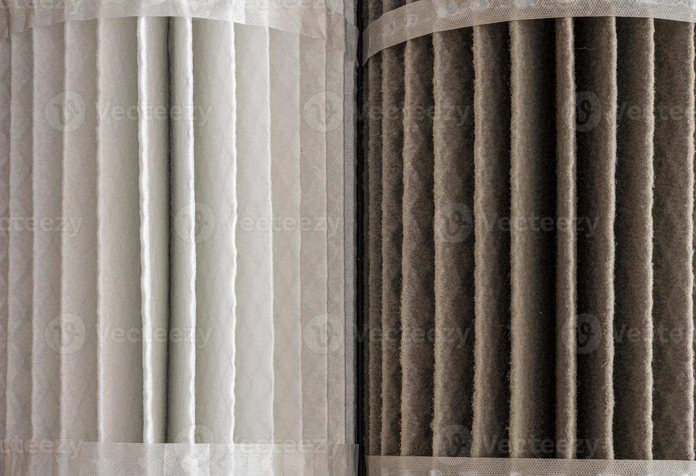 Clean and dirty HVAC filters side by side to illustrate the dfifference photo