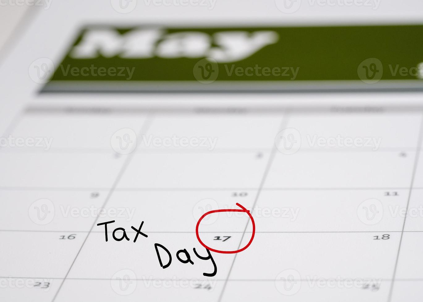 Tax Day concept for May 17 2021 using calendar and note photo