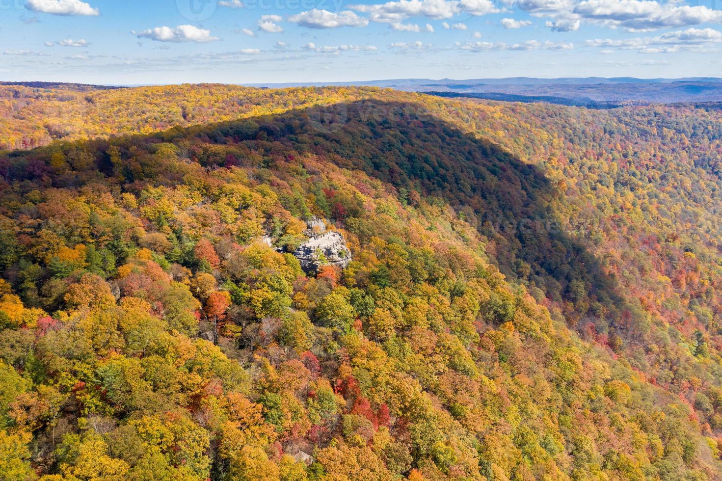 Coopers Rock state park overlook over the Cheat River in West Virginia with fall colors photo