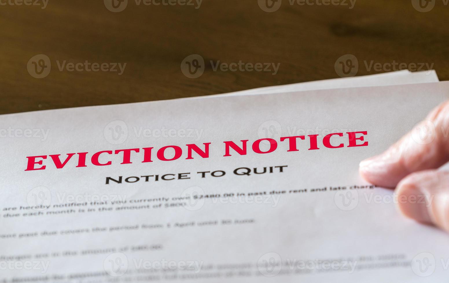 Official legal eviction order or notice to renter or tenant of home photo