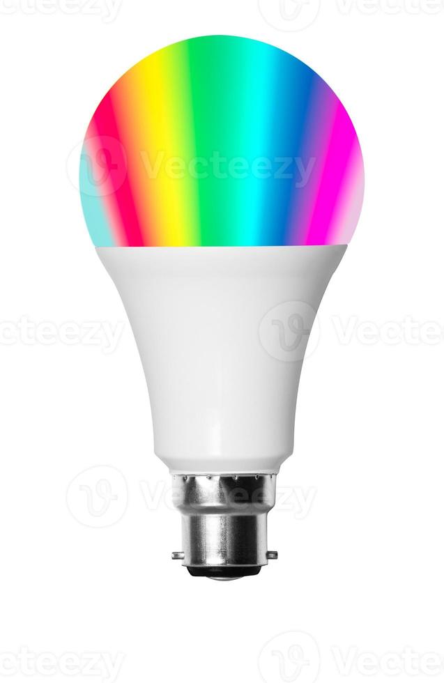 Isolated smart multi-colour LED bulb with bayonet connector for UK style lamps photo
