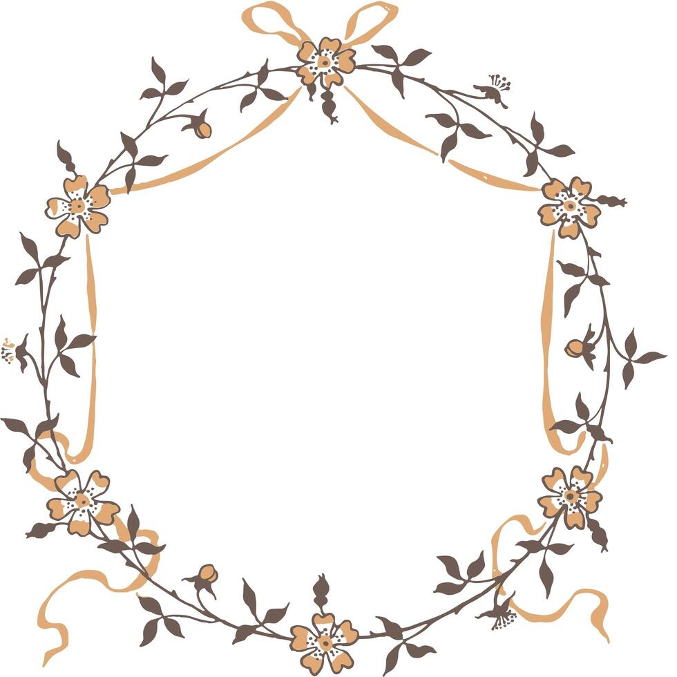 Floral frame, elegant illustration with flowers, leaves and branches used in various invitations, with space to put text. photo