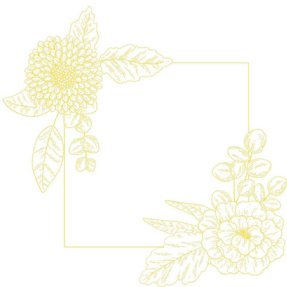 marco floral, ilustración elegante con flores, hojas y ramas utilizadas en varias invitaciones, con espacio para poner texto. foto