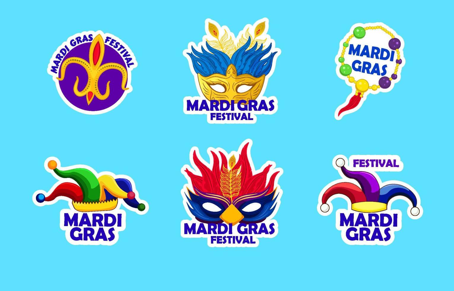 Mardigras Mask Sticker Template vector