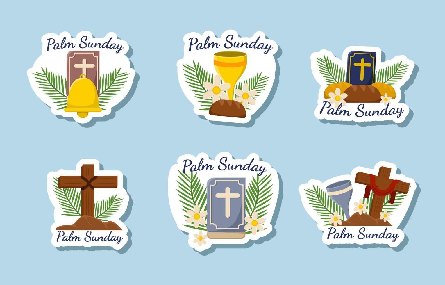 Set Collection Sticker Palm Sunday Element vector
