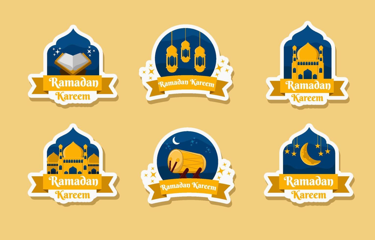Flat Sticker Ramadan Element vector