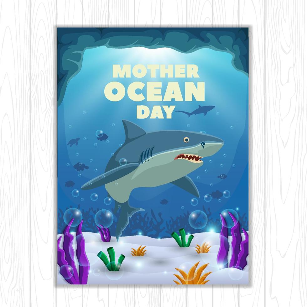 Poster Template of World Ocean Day vector