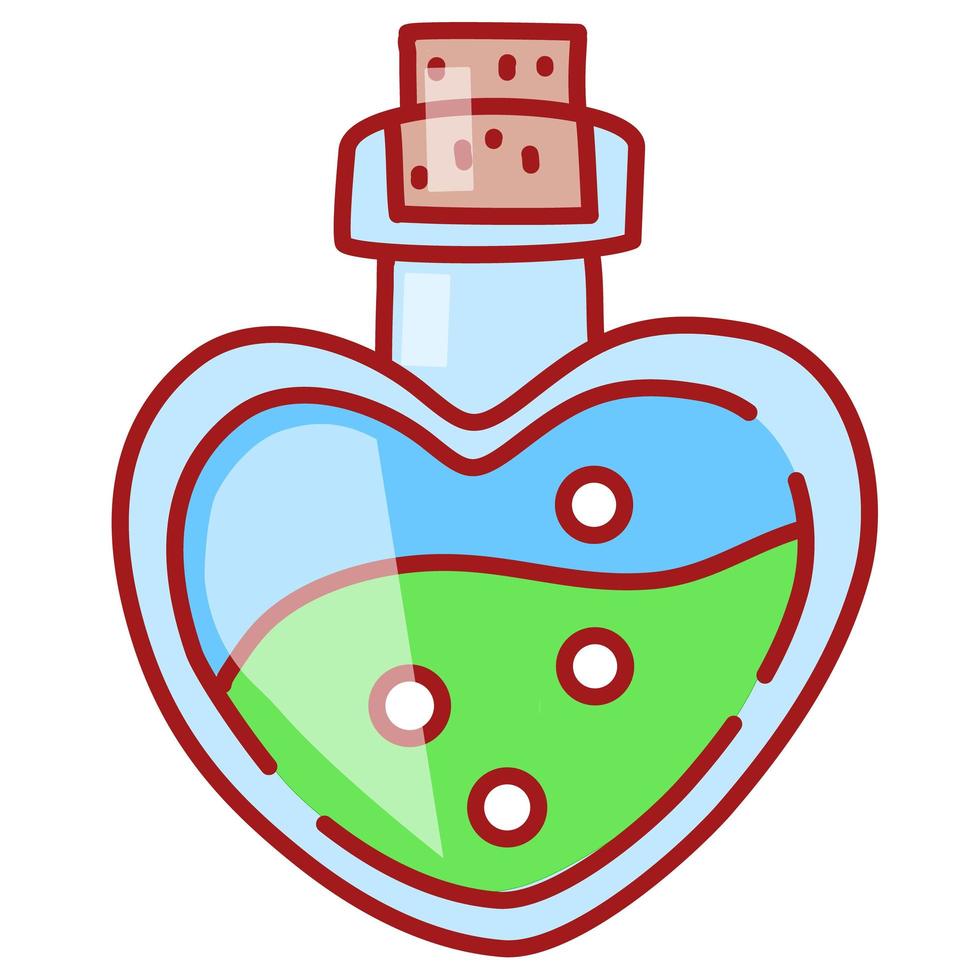Colourful magic bottle with potion. Vector illustration