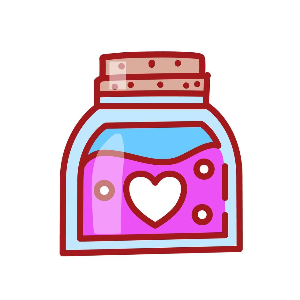 Colourful magic bottle with potion. Vector illustration