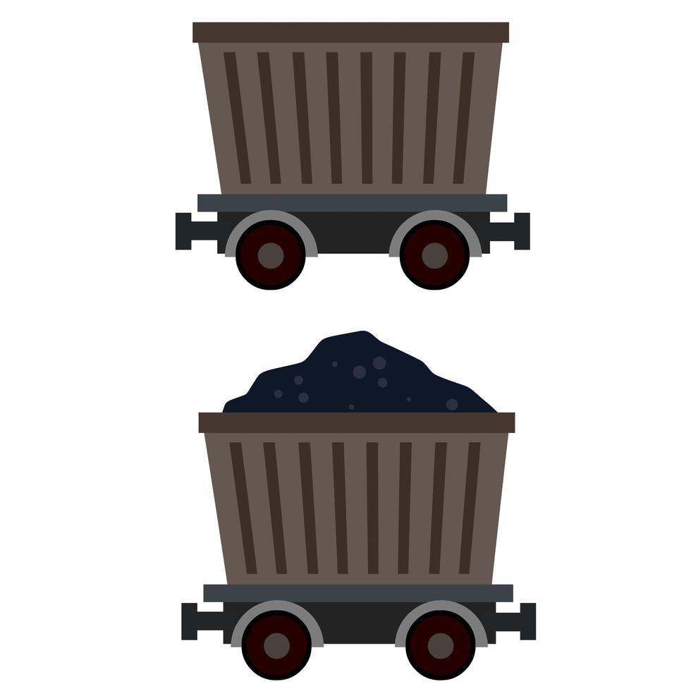 Trolley with coal. Underground transport vector