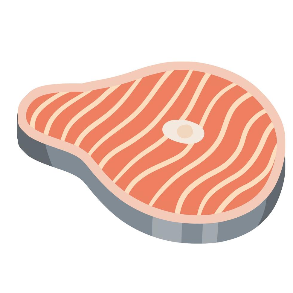 Piece of red salmon fish meat vector