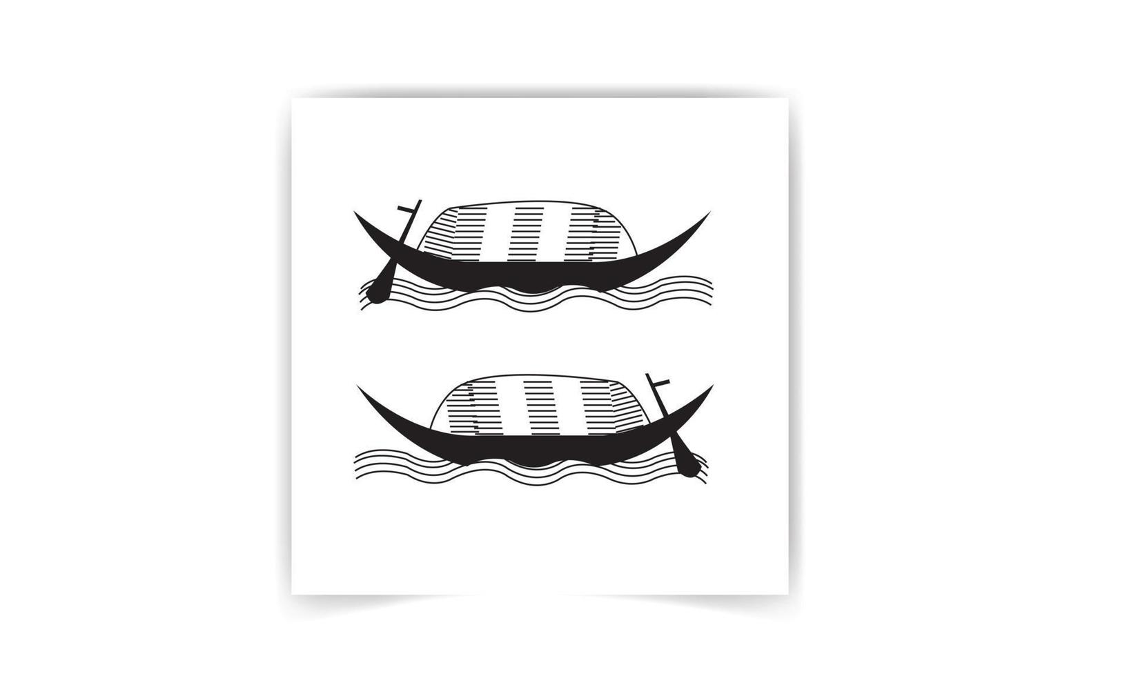 wooden boat with fishing inside floating on water, the boat icon vector